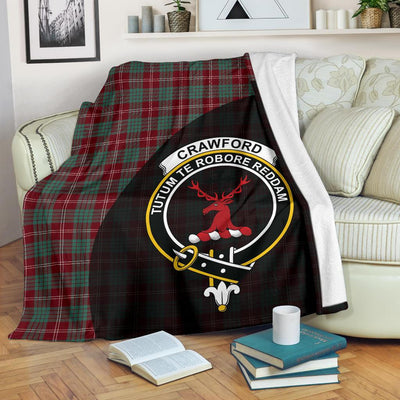Clan Crawford Modern Tartan Crest Blanket Wave Style