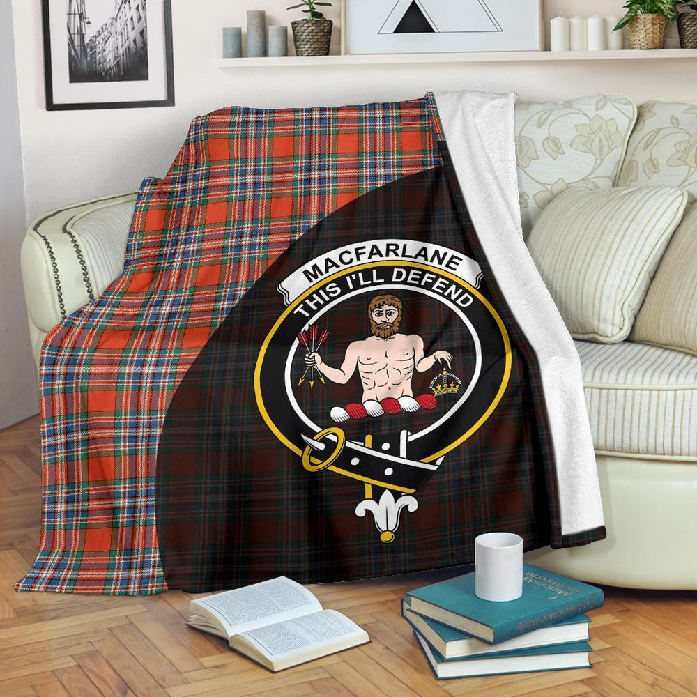 Clan MacFarlane Ancient Tartan Crest Blanket Wave Style SQ57 Clan MacFarlane Tartan Today   