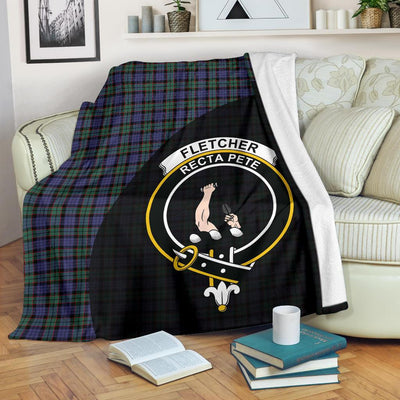 Clan Fletcher Modern Tartan Crest Blanket Wave Style WF82
