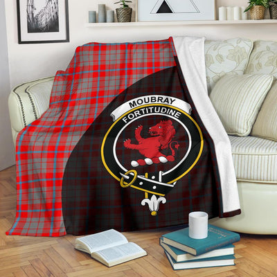 Clan Moubray Tartan Crest Blanket Wave Style