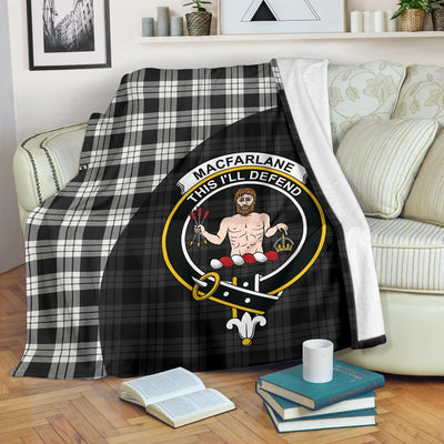Clan MacFarlane Black & White Ancient Tartan Crest Blanket Wave Style NY62