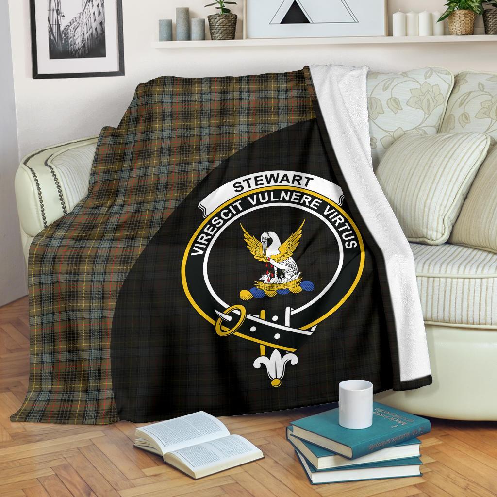 Clan Stewart Hunting Weathered Tartan Crest Blanket Wave Style PA22 Clan Stewart Tartan Today   