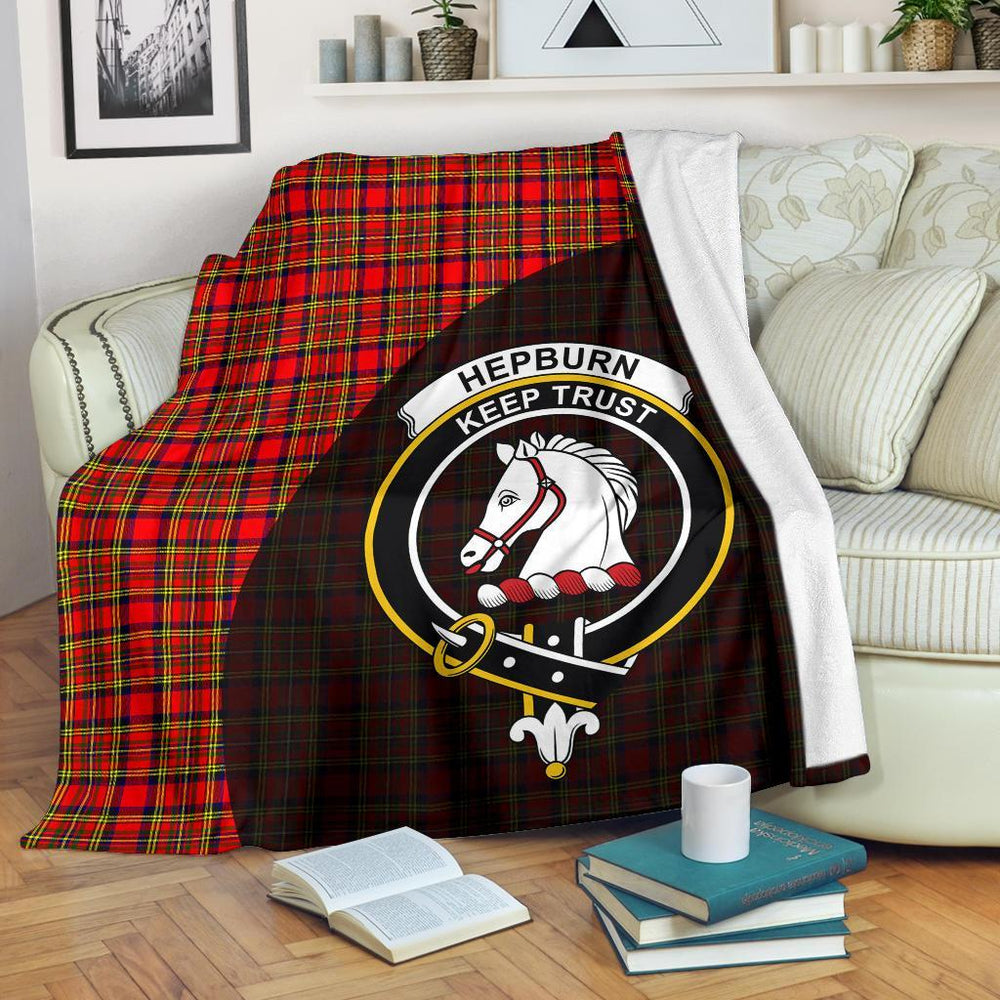 Clan Hepburn Tartan Crest Blanket Wave Style PW20 Clan Hepburn Tartan Today   
