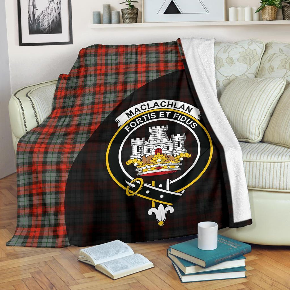 Clan MacLachlan Weathered Tartan Crest Blanket Wave Style QA26 Clan Hall Tartan Today   