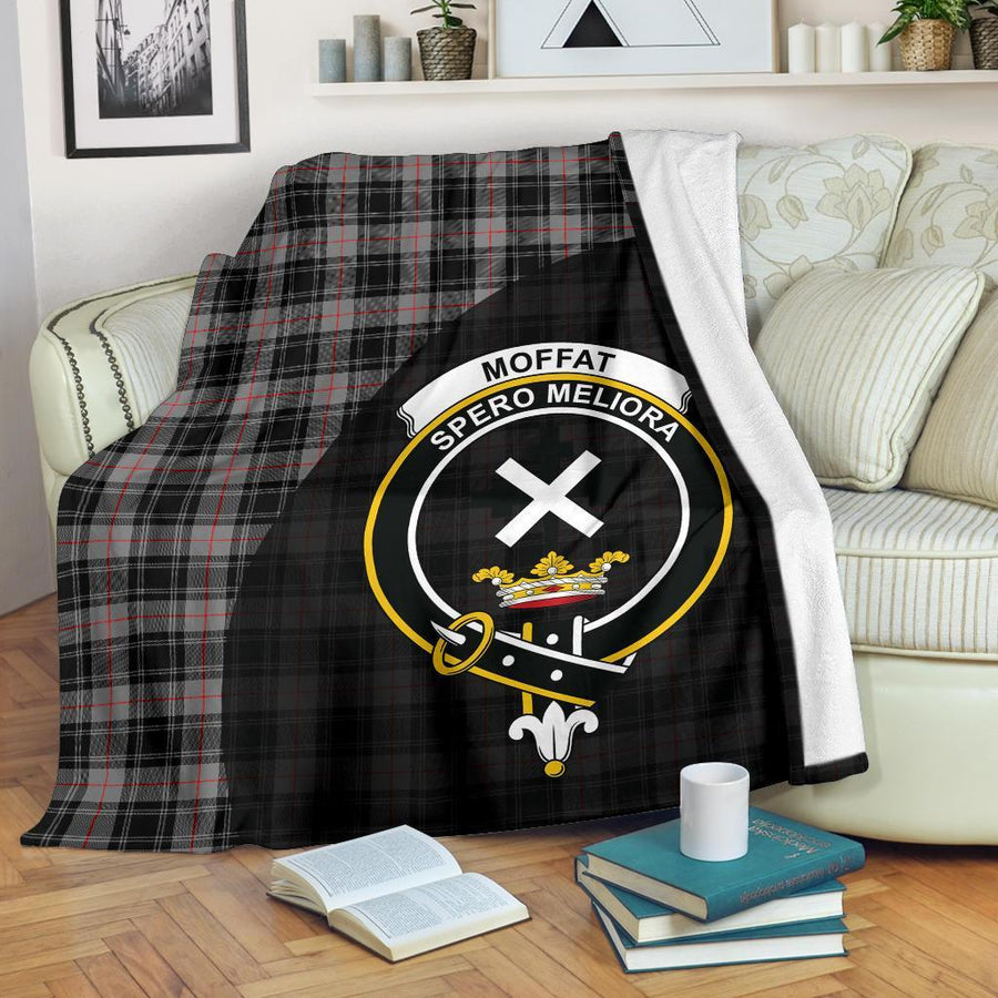 Clan Moffat Modern Tartan Crest Blanket Wave Style