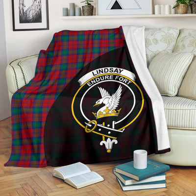 Clan Lindsay Modern Tartan Crest Blanket Wave Style OR12