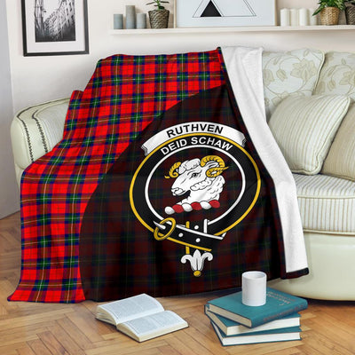 Clan Ruthven Modern Tartan Crest Blanket Wave Style