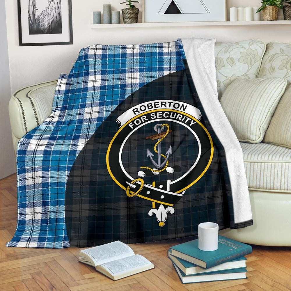 Clan Roberton Tartan Crest Blanket Wave Style BQ35 Clan Roberton Tartan Today   