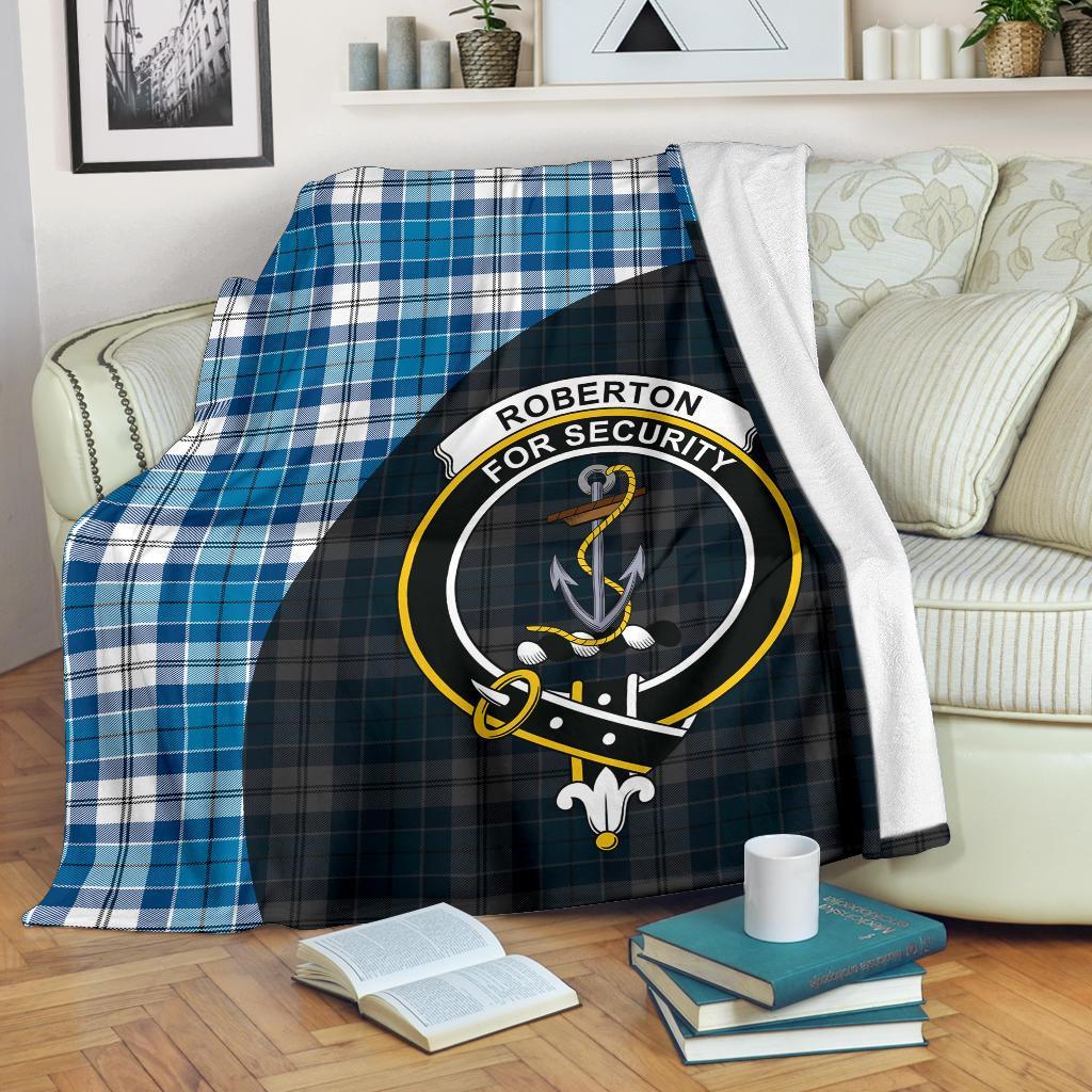 Clan Roberton Tartan Crest Blanket Wave Style BQ35 Clan Roberton Tartan Today   
