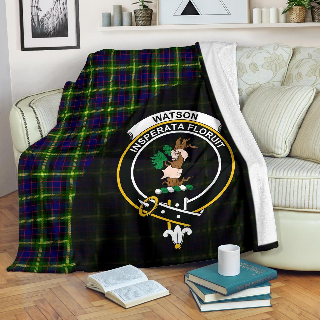 Clan Watson Modern Tartan Crest Blanket Wave Style WJ68 Clan Watson Tartan Today   