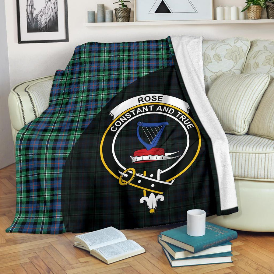 Clan Rose Hunting Ancient Tartan Crest Blanket Wave Style