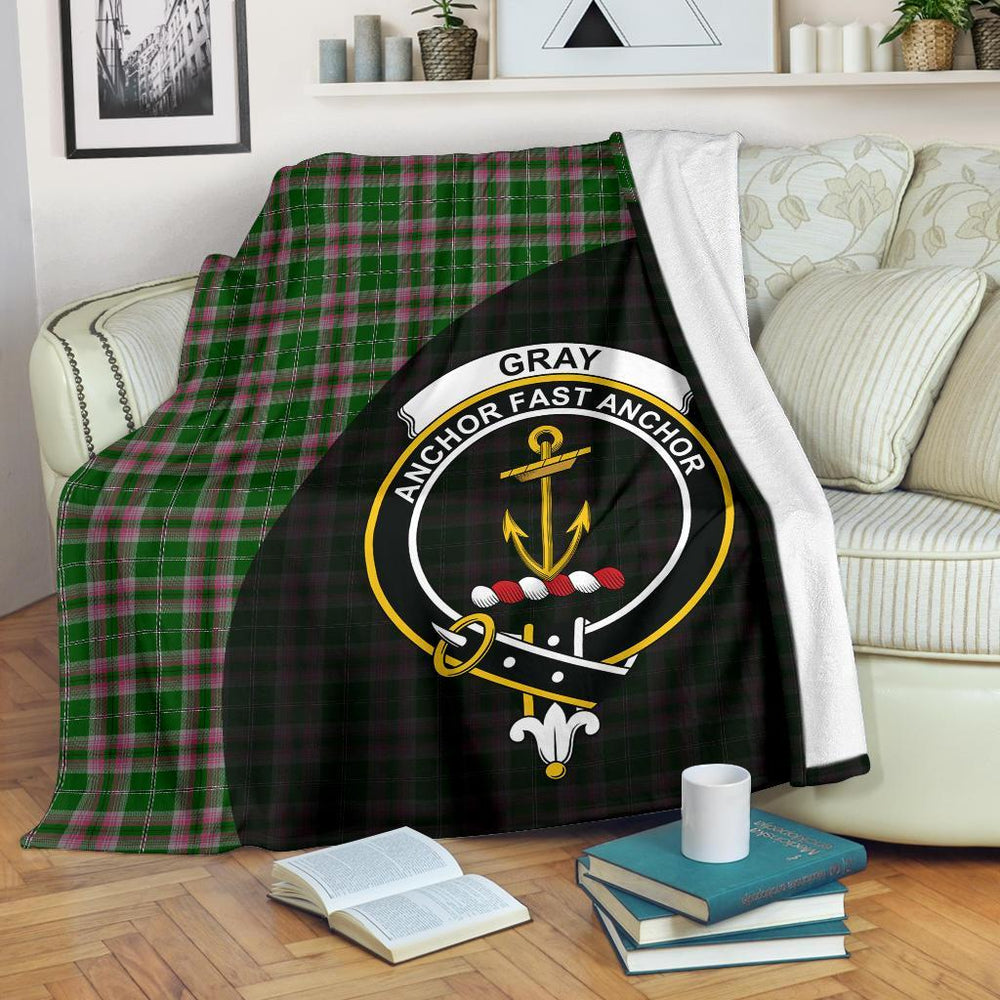 Clan Gray Hunting Tartan Crest Blanket Wave Style RD43 Clan Gray Tartan Today   