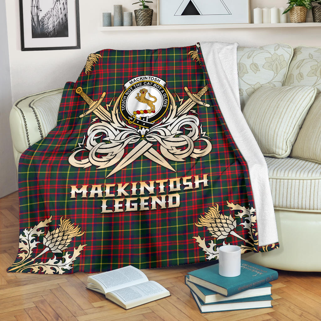 Clan MacKintosh Hunting Modern Tartan Gold Courage Symbol Blanket  SPDI74 Clan MacKintosh / MacIntosh Tartan Today   