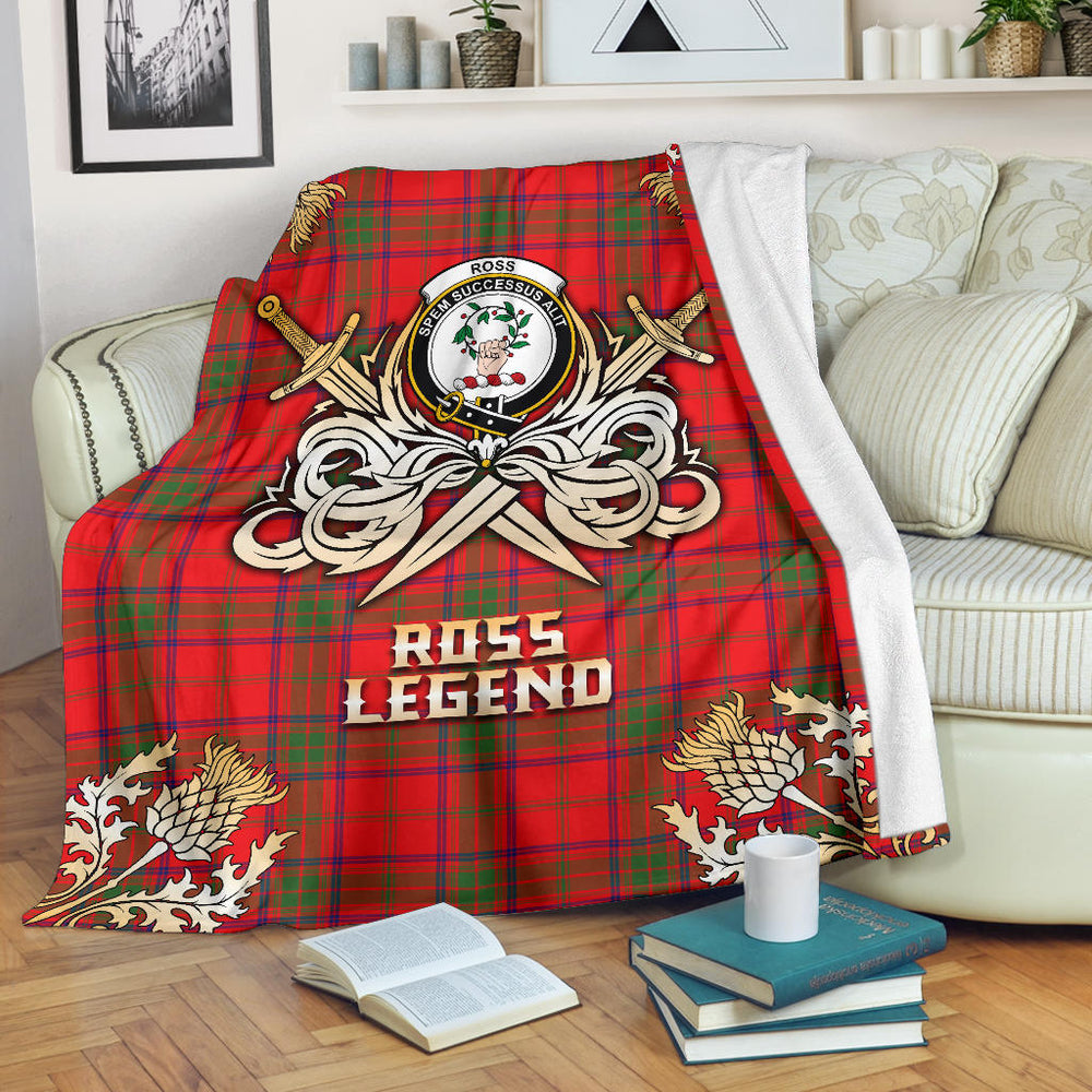 Clan Ross Modern Tartan Gold Courage Symbol Blanket  SPMR79 Clan Ross Tartan Today   