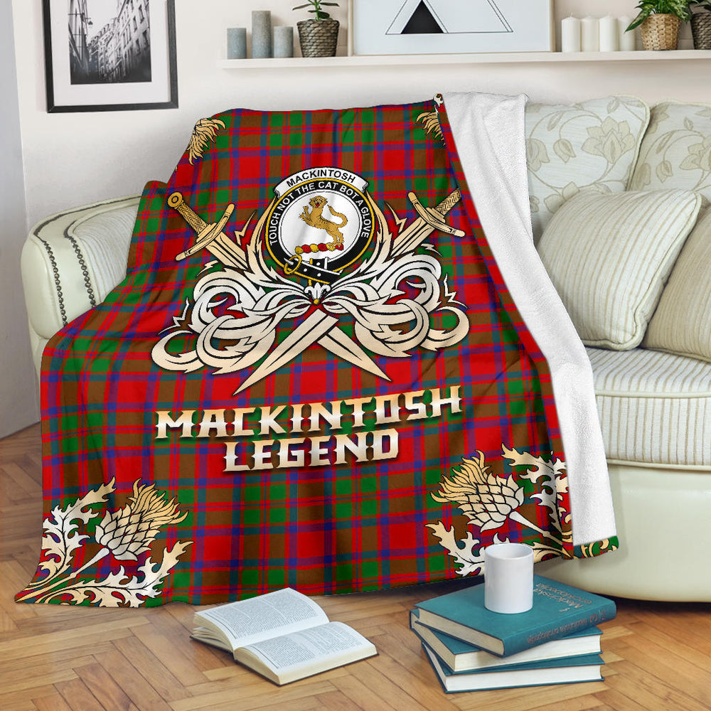 Clan MacKintosh Modern Tartan Gold Courage Symbol Blanket  SPNX71 Clan MacKintosh / MacIntosh Tartan Today   