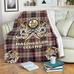 Clan MacPherson Hunting Ancient Tartan Gold Courage Symbol Blanket  SPTU97 Clan MacPherson Tartan Today   