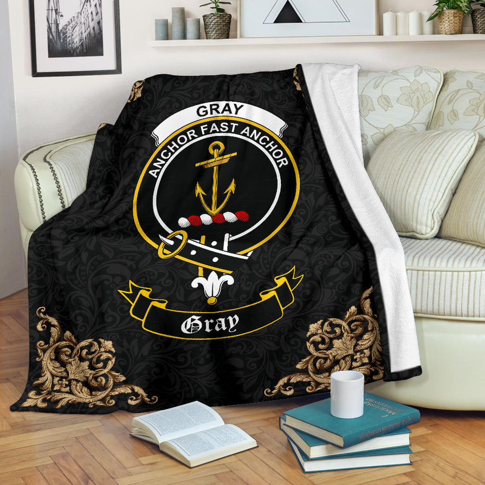 Clan Gray Crest Tartan Premium Blanket Black  SPVD66 Clan Gray Tartan Today   