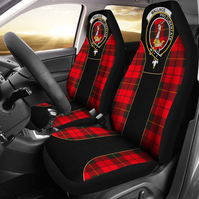 Clan Wallace Hunting Red Tartan Crest Car Seat Cover - Special StyleIV14