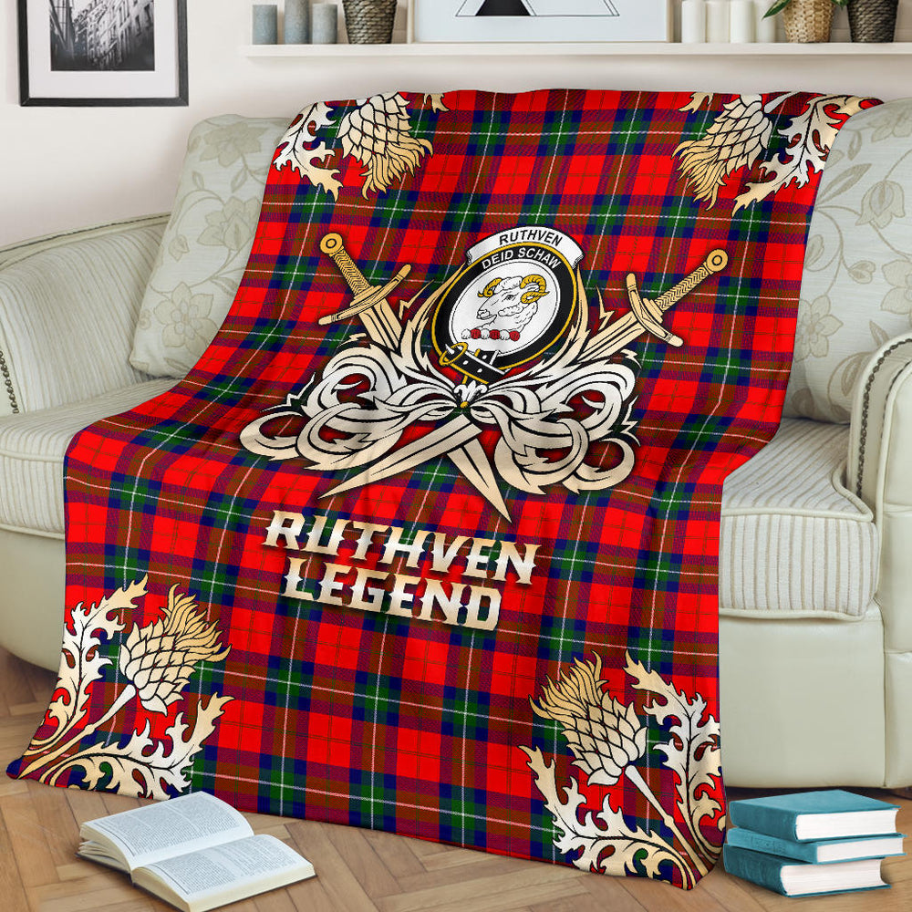 Ruthven Modern Gold Courage Symbol Blanket  SPXA44 Clan Ruthven Tartan Today   