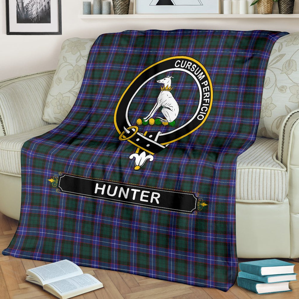 Clan Hunter Tartan Crest Blanket 3 Sizes RQ84 Clan Hunter Tartan Today   