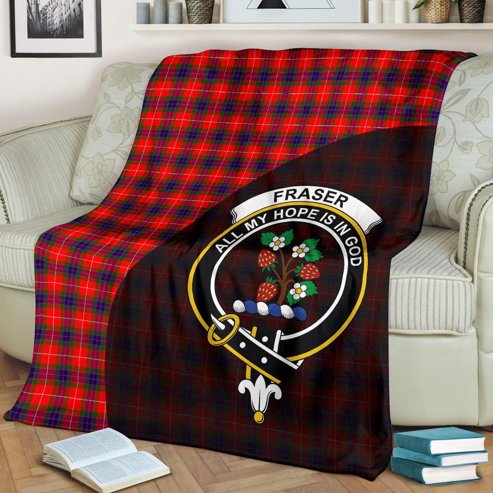 Clan Fraser Modern Tartan Crest Blanket Wave Style LL20 Clan Fraser Tartan Today   