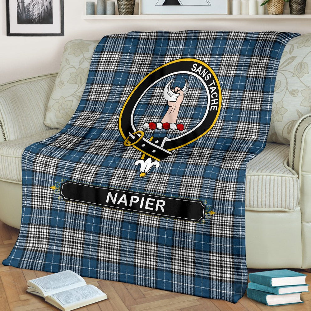 Clan Napier Tartan Crest Blanket 3 Sizes LX76 Clan Napier Tartan Today   