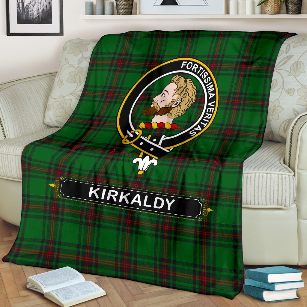 Clan Kirkaldy Family Tartan Crest Blanket 3 Sizes FF23 Clan Kirk Tartan Today   