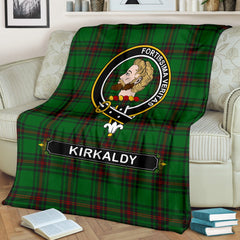 Clan Kirkaldy Family Tartan Crest Blanket 3 Sizes FF23 Clan Kirk Tartan Today   