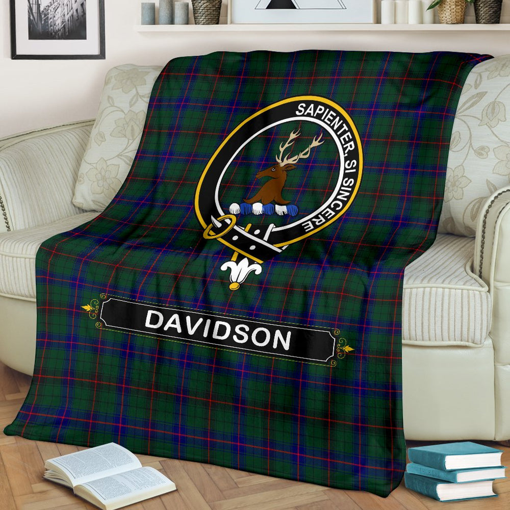 Clan Davidson Tartan Crest Blanket 3 Sizes PH23 Clan Davidson Tartan Today   