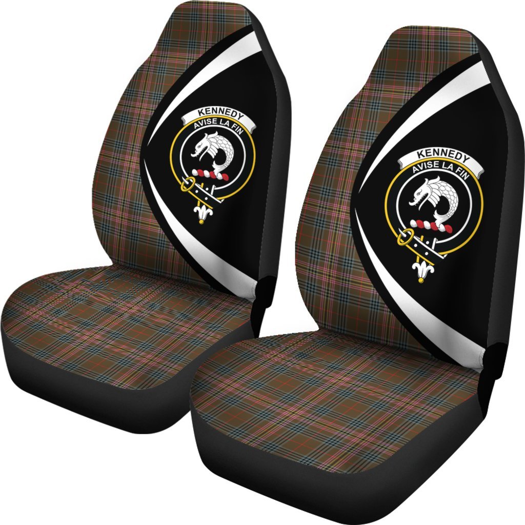 Clan Kennedy Weathered Tartan Crest Circle Car Seat Cover KY43 Clan Kennedy Tartan Today   