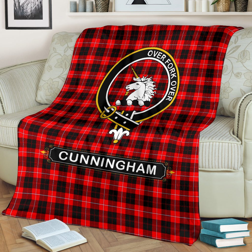 Clan Cunningham Tartan Crest Blanket 3 Sizes EF96 Clan Cunningham Tartan Today   