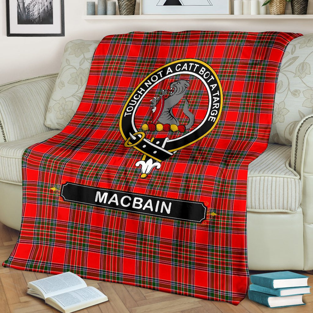 Clan MacBain Family Tartan Crest Blanket 3 Sizes SM46 Clan MacBain Tartan Today   