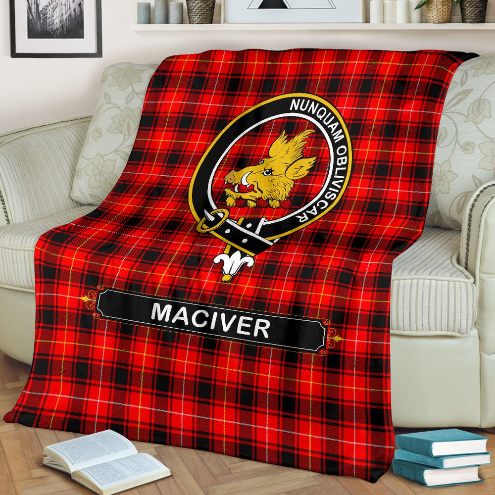 Clan MacIver Family Tartan Crest Blanket 3 Sizes VL81 Clan Hall Tartan Today   