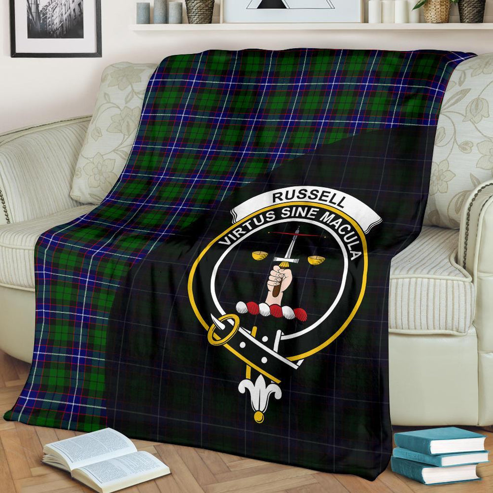 Clan Russell Modern Tartan Crest Blanket Wave Style VH79 Clan Russell Tartan Today   
