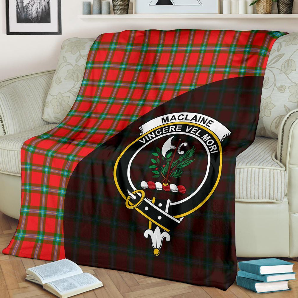 Clan MacLaine of Loch Buie Tartan Crest Blanket Wave Style BI65 Clan Hall Tartan Today   