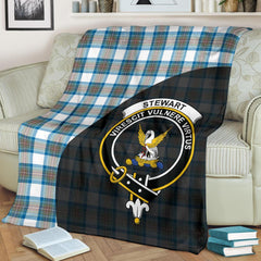 Clan Stewart Muted Blue Tartan Crest Blanket Wave Style QE41 Clan Stewart Tartan Today   
