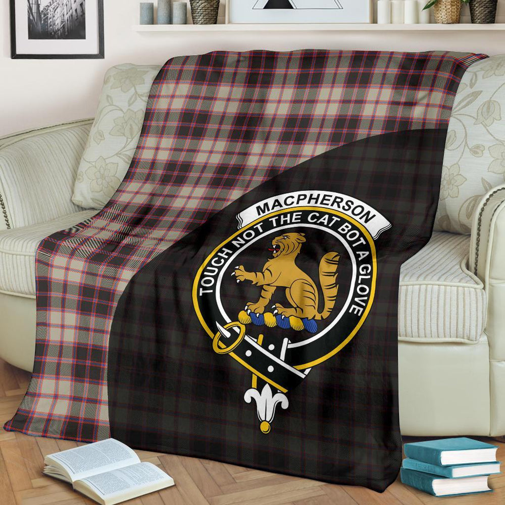 Clan MacPherson Hunting Ancient Tartan Crest Blanket Wave Style CT50 Clan MacPherson Tartan Today   