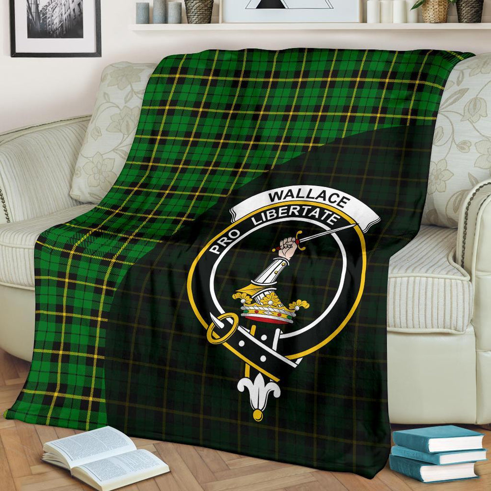 Clan Wallace Hunting Green Tartan Crest Blanket Wave Style GX33 Clan Wallace Tartan Today   