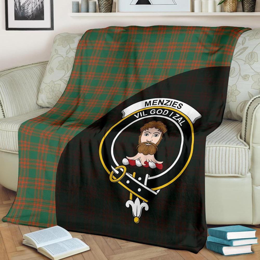 Clan Menzies Green Ancient Tartan Crest Blanket Wave Style JN64 Clan Menzies Tartan Today   