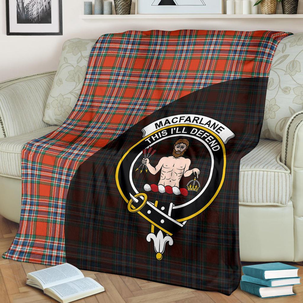 Clan MacFarlane Ancient Tartan Crest Blanket Wave Style SQ57 Clan MacFarlane Tartan Today   