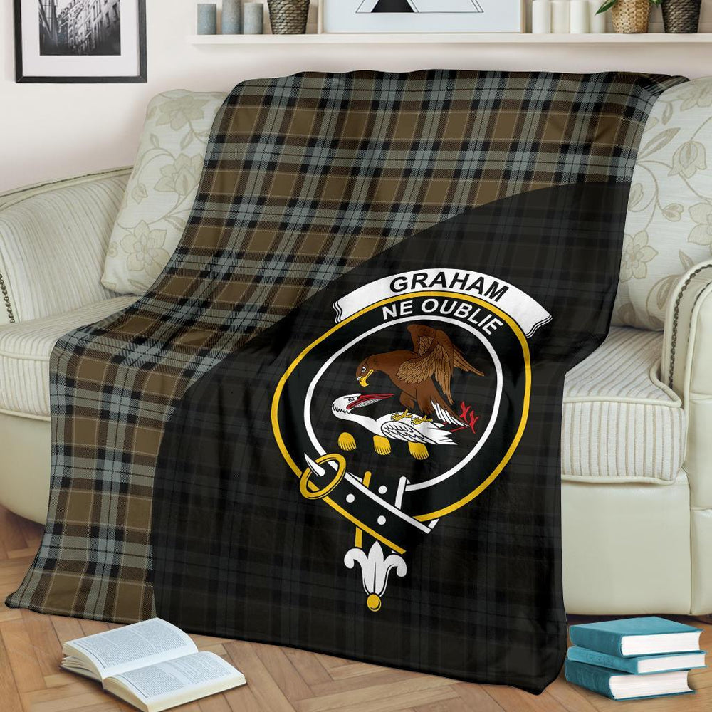 Clan Graham of Menteith Weathered Tartan Crest Blanket Wave Style YL42 Clan Graham Tartan Today   