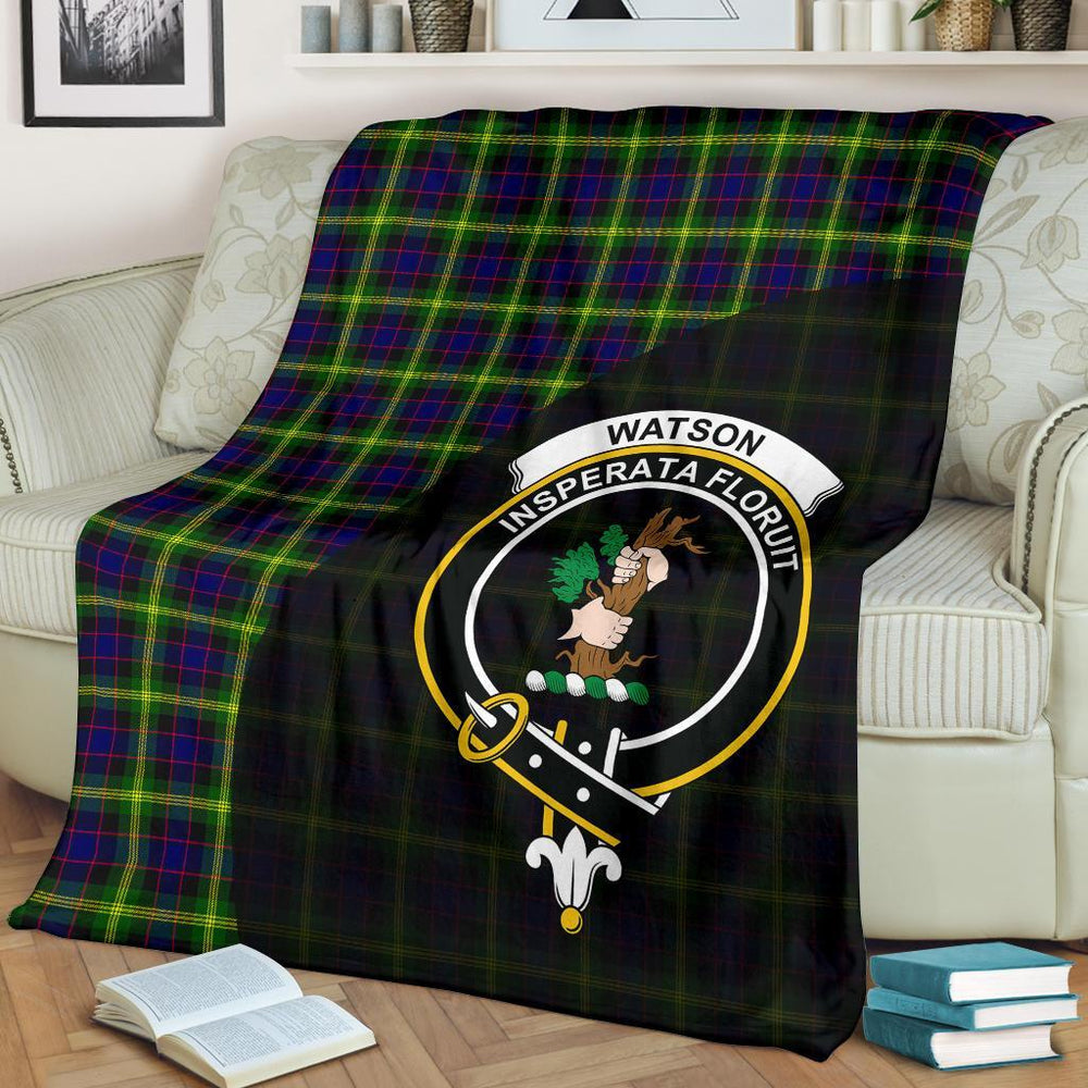 Clan Watson Modern Tartan Crest Blanket Wave Style WJ68 Clan Watson Tartan Today   