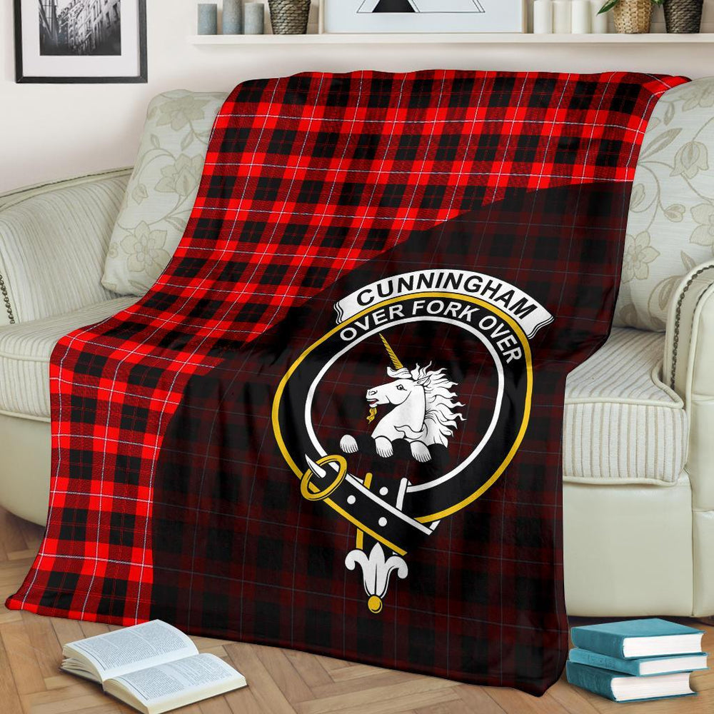 Clan Cunningham Modern Tartan Crest Blanket Wave Style BB81 Clan Cunningham Tartan Today   