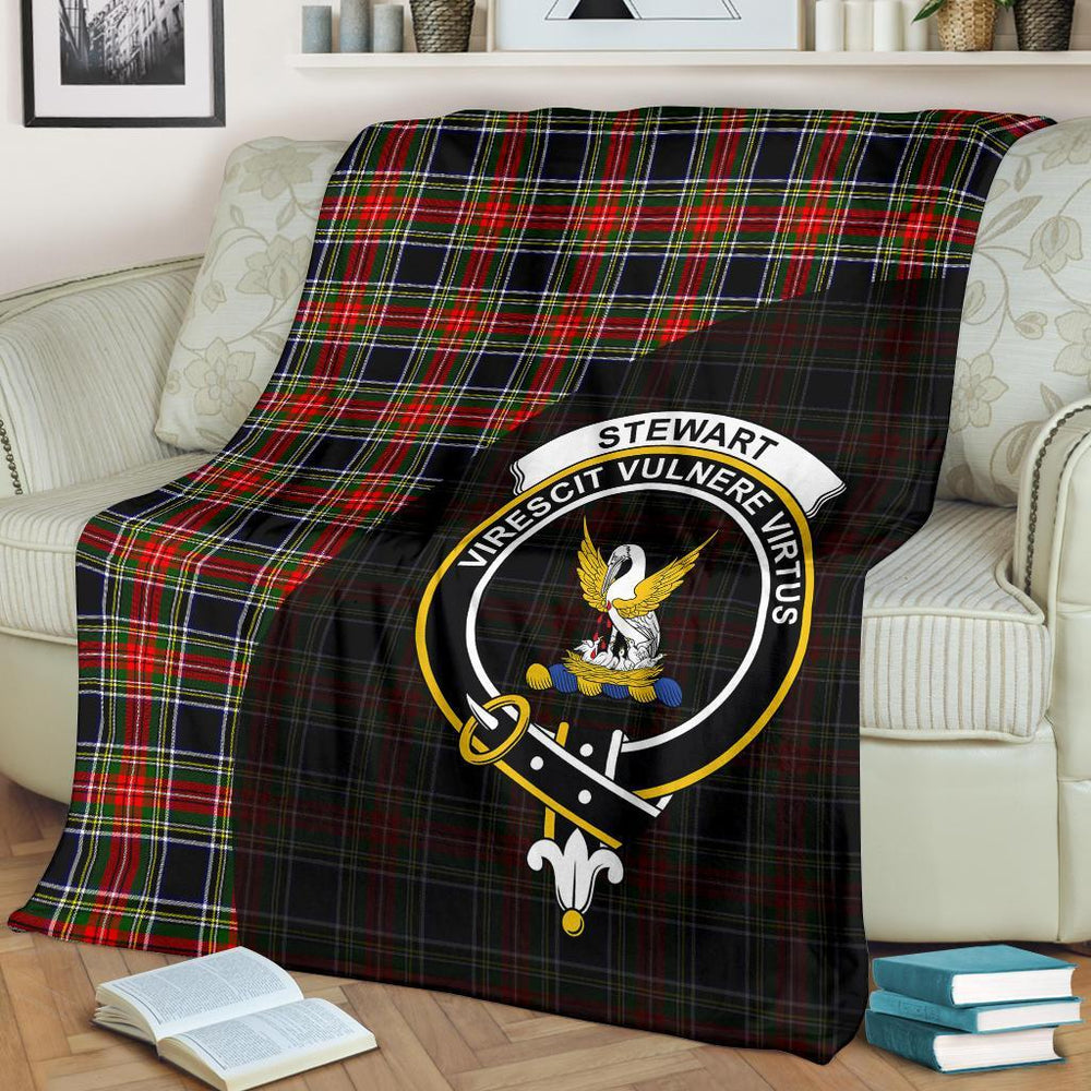Clan Stewart Black  Tartan Crest Blanket Wave Style MK78 Clan Stewart Tartan Today   