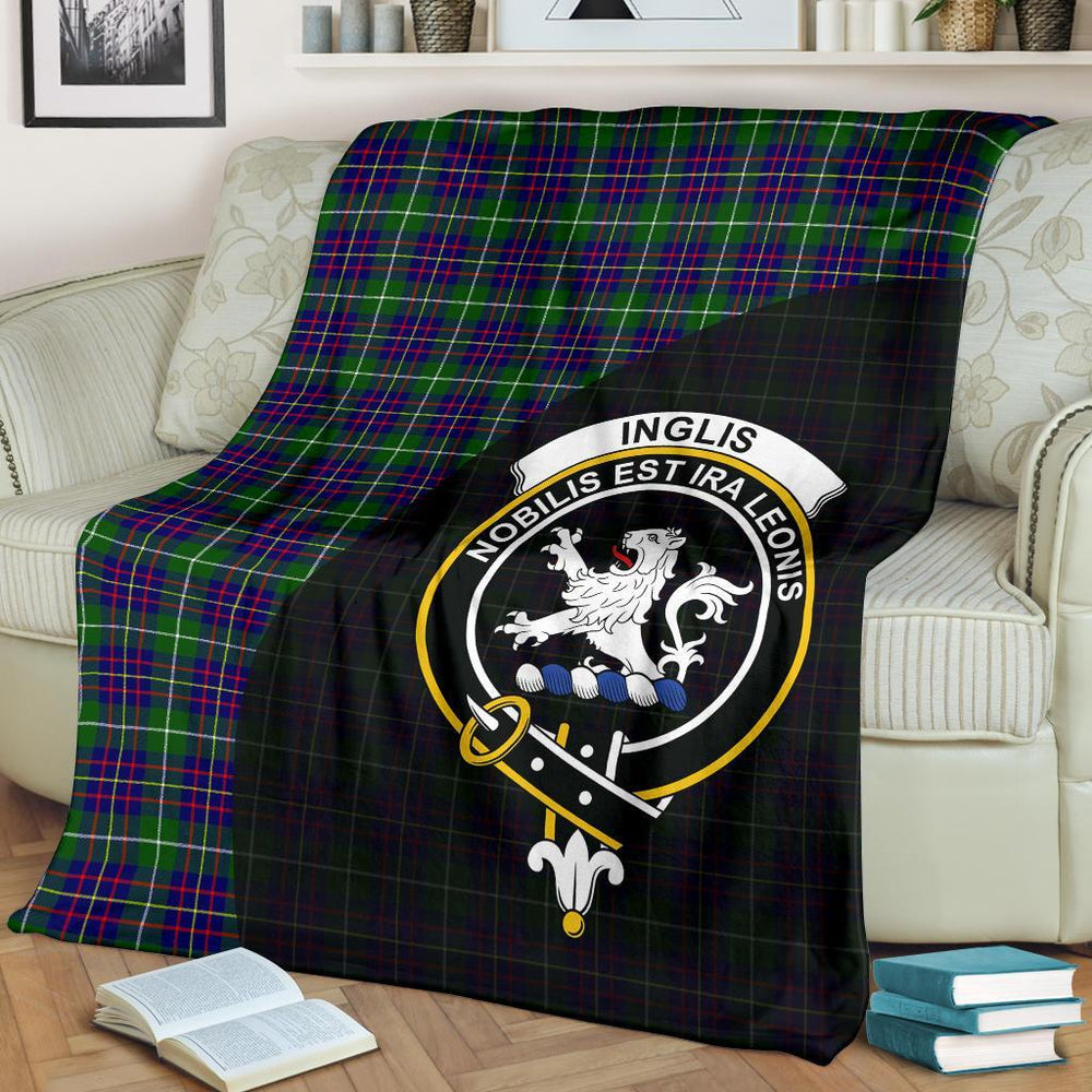 Clan Inglis Modern Tartan Crest Blanket Wave Style VB80 Clan Inglis Tartan Today   
