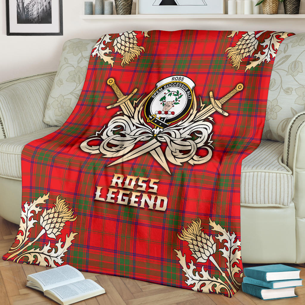 Clan Ross Modern Tartan Gold Courage Symbol Blanket  SPMR79 Clan Ross Tartan Today   