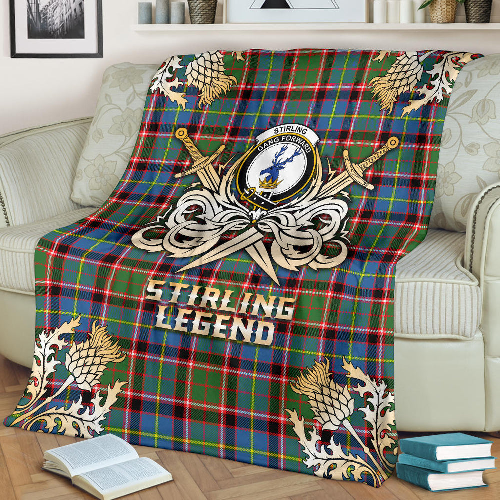 Clan Stirling Bannockburn Tartan Gold Courage Symbol Blanket  SPOC95 Clan Stirling Tartan Today   