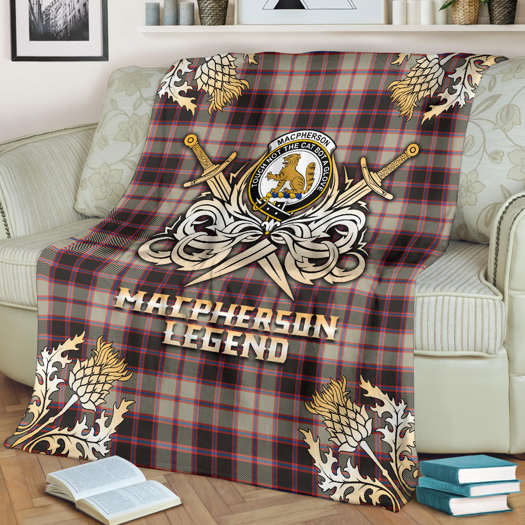 Clan MacPherson Hunting Ancient Tartan Gold Courage Symbol Blanket  SPTU97 Clan MacPherson Tartan Today   
