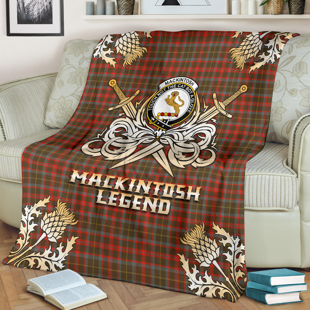 Clan MacKintosh Hunting Weathered Tartan Gold Courage Symbol Blanket  SPAE39 Clan MacKintosh / MacIntosh Tartan Today   