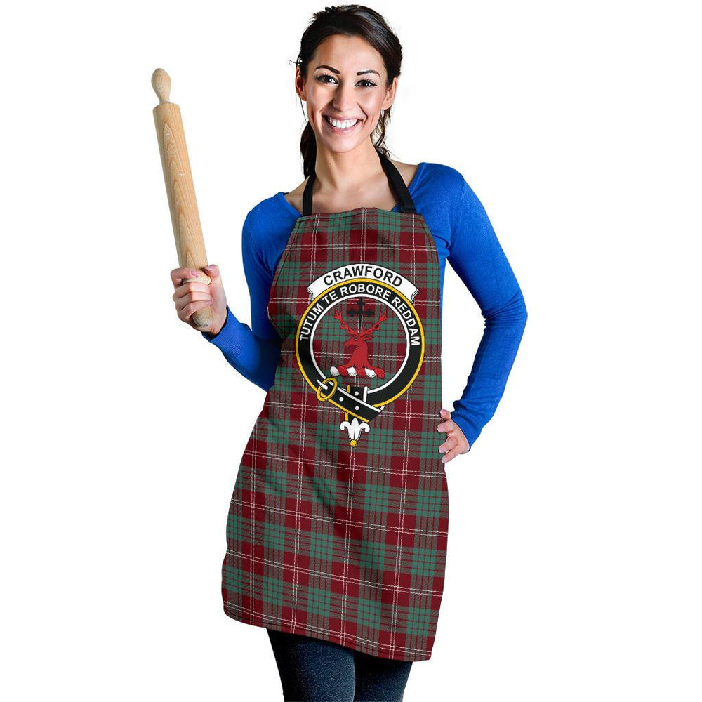 Clan Crawford Modern Tartan Crest Apron YJ66 Clan Crawford Tartan Today   